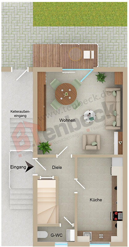 Grundriss Erdgeschoss Reihenendhaus Bocholt