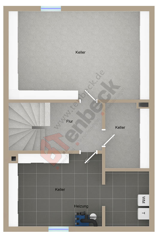 Grundriss - Keller Doppelhaush�lfte Bocholt