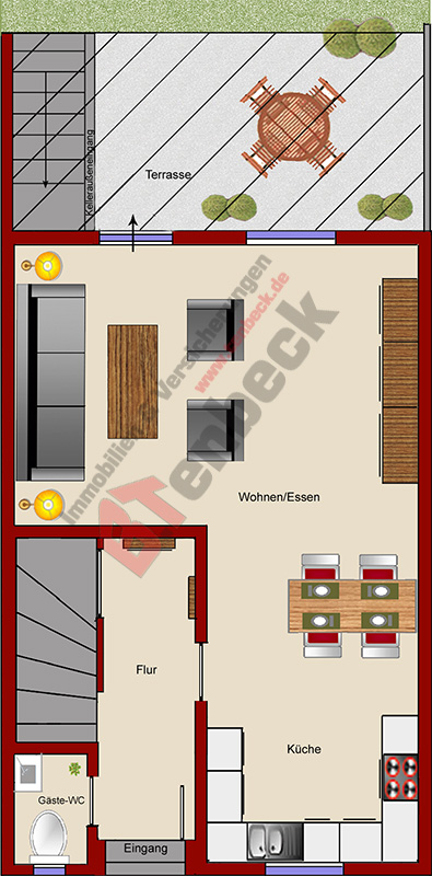 Grundriss - Erdgeschoss Reihenmittelhaus Bocholt