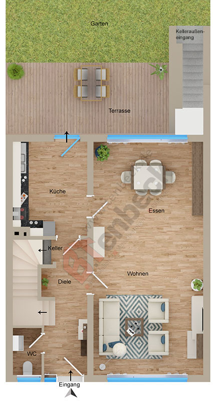 Grundriss - Erdgeschoss Reihenmittelhaus Hamminkeln-Dingden