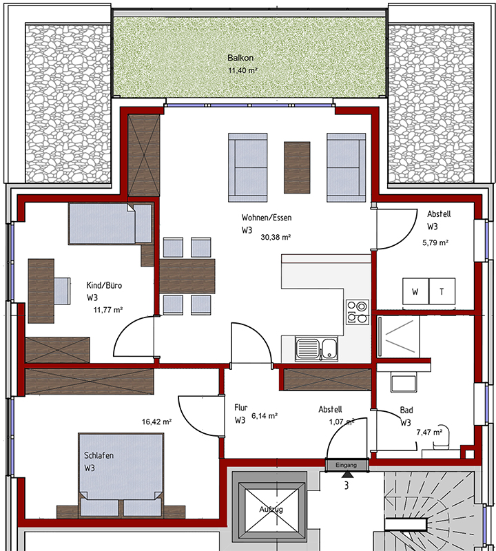 Grundriss - Wohnung 3 Wohnung Bocholt