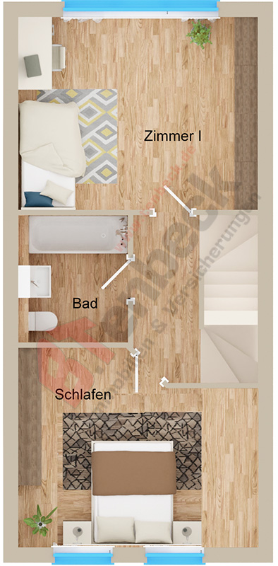 Grundriss-Obergeschoss Reihenmittelhaus Bocholt