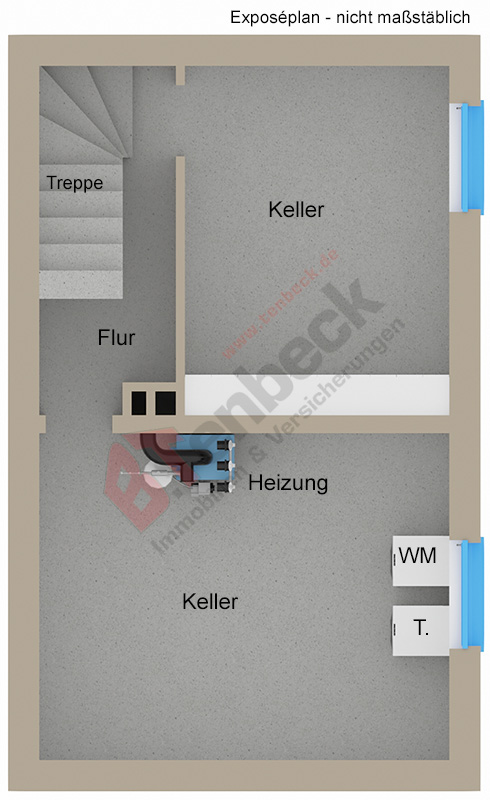 Grundriss - Keller Doppelhaush�lfte Bocholt