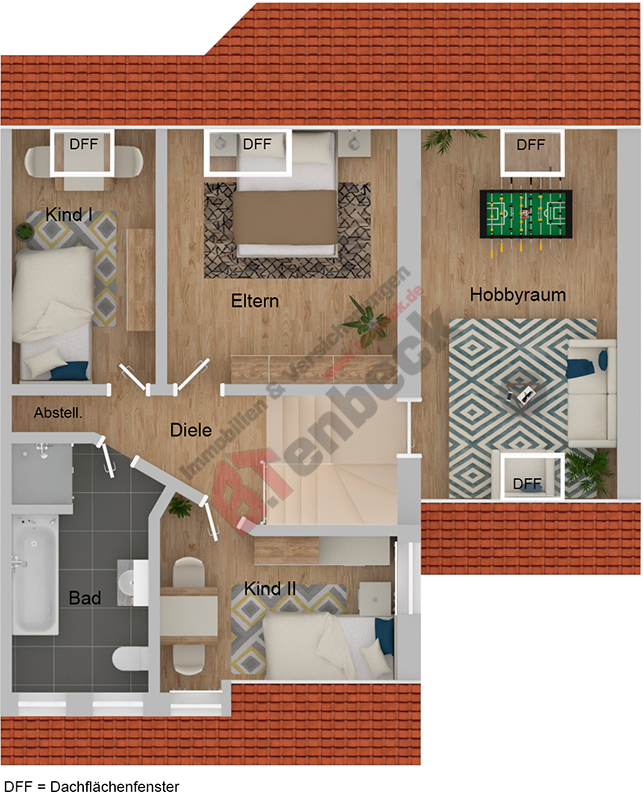 Grundriss - Dachgeschoss Doppelhaush�lfte S�dlohn