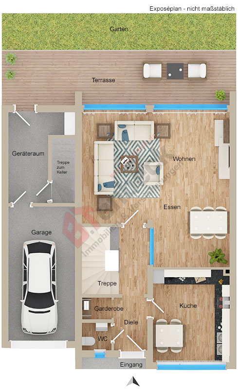Grundriss - Erdgeschoss Reihenendhaus Bocholt