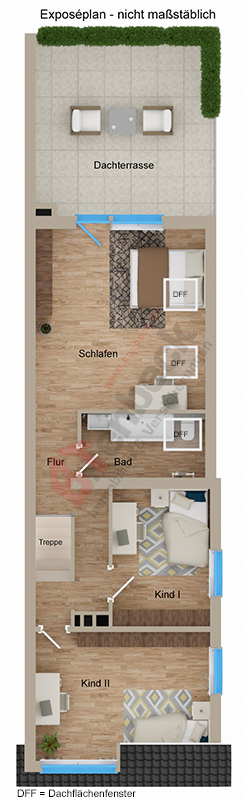 Grundriss - Dachgeschoss Doppelhaush�lfte Bocholt