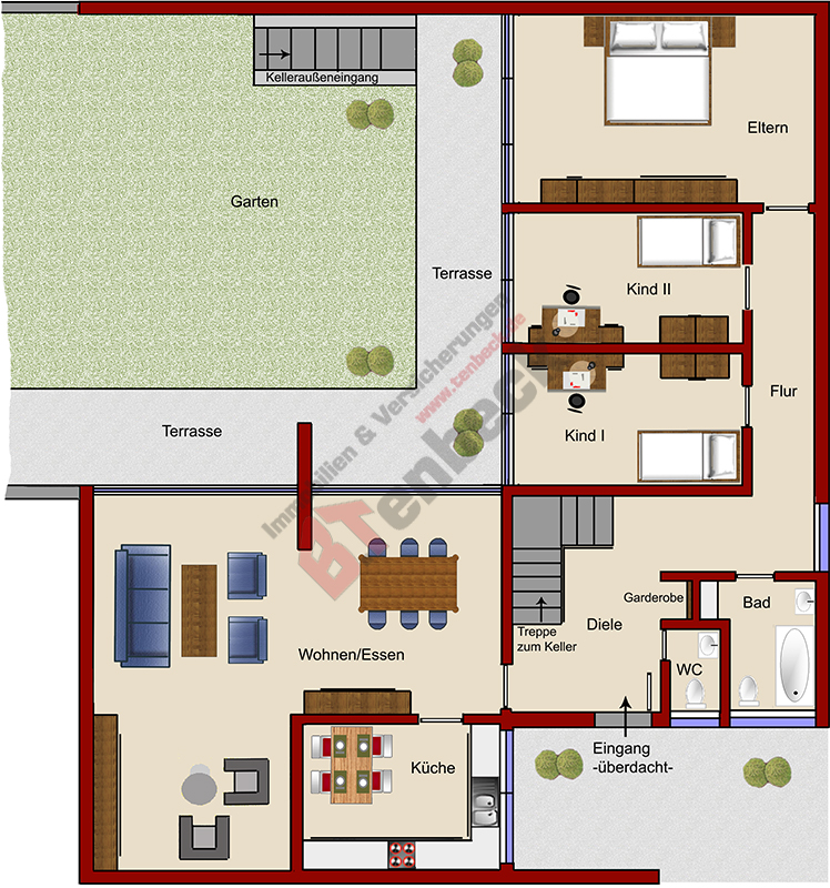 Grundriss - Erdgeschoss Bungalow Bocholt