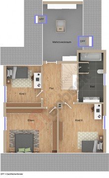 Grundriss - Dachgeschoss Einfamilienhaus mit Keller und Garage in ruhiger Lage von Bocholt!