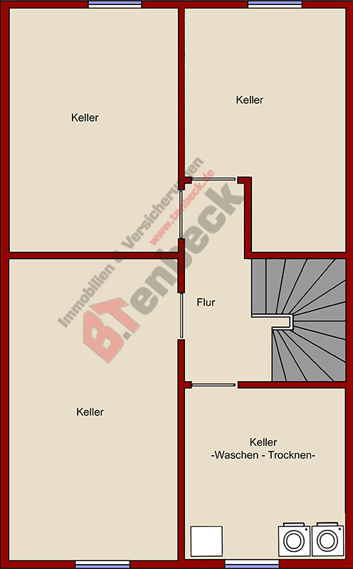 Grundriss - Keller Reihenmittelhaus Bocholt