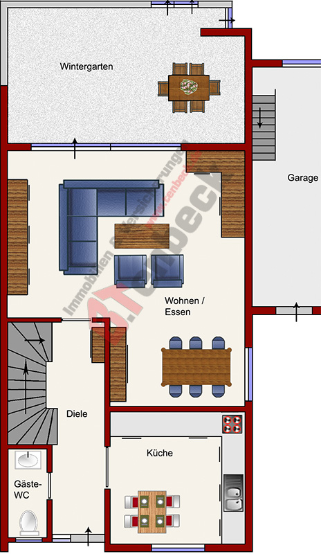 Grundriss - Erdgeschoss Doppelhaush�lfte Bocholt-Liedern