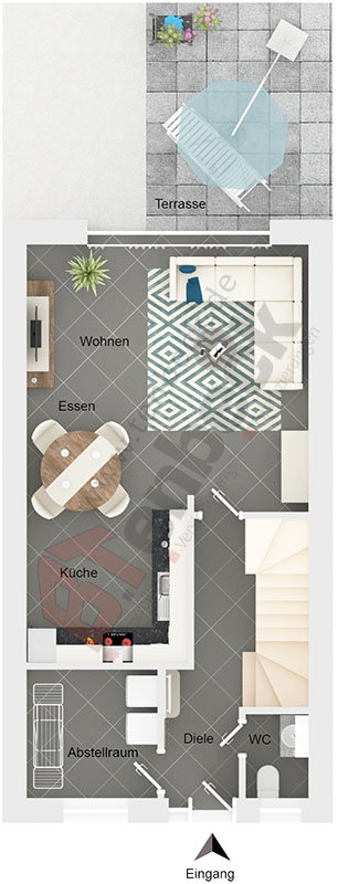 Grundriss - Erdgeschoss Reihenendhaus Bocholt