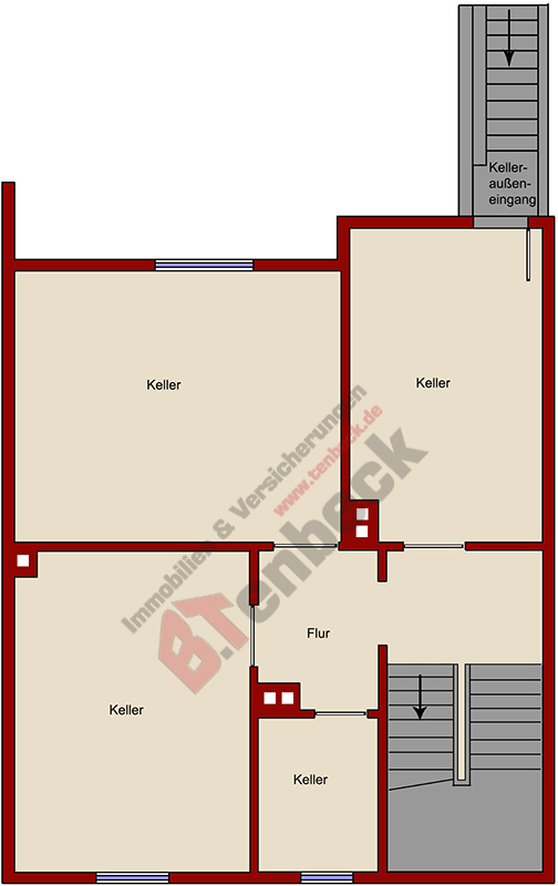 Grundriss - Keller Reihenendhaus Bocholt