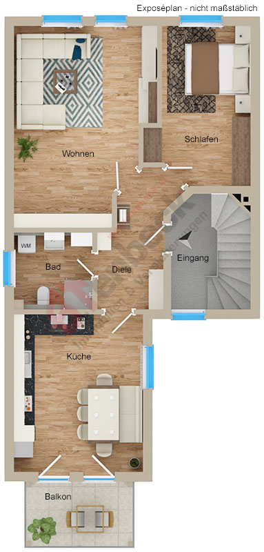 Grundriss - Obergeschoss Mehrfamilienhaus Bocholt