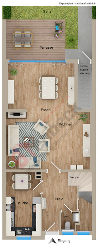 Grundriss - Erdgeschoss Reihenmittelhaus Bocholt