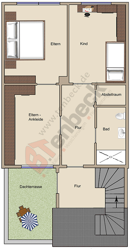 Grundriss - Obergeschoss Reihenmittelhaus Bocholt