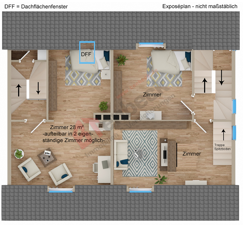 Grundriss -Dachgeschoss Reihenendhaus Bocholt