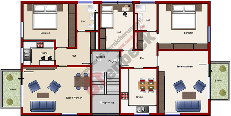 Grundriss - Obergeschoss Mehrfamilienhaus Bocholt