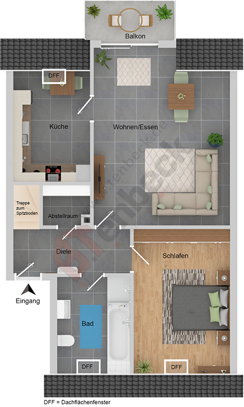 Grundriss - Dachgeschoss Wohnung Bocholt